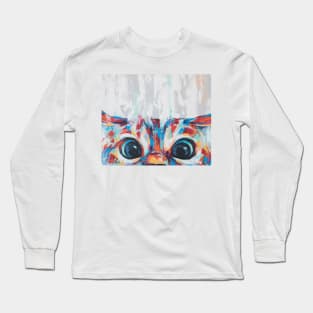 Conceptual abstract painting of a cat's muzzle peeking out from below. Long Sleeve T-Shirt